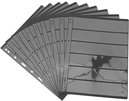 TOGEVAL Album de Timbres Pochettes Transparentes 10 Feuilles A4 6 Rangées Noir Double Face pour Collectionneurs Timbres et Pièces de Monnaie Usage Philatélie Rangement