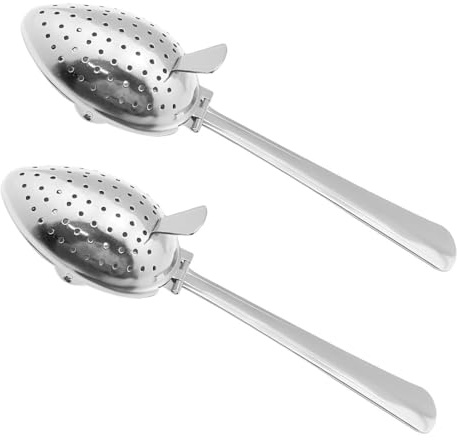 Lot de 2 Infuseurs à Thé, Cuillère Filtre à Thé Trou Fin en Acier Inoxydable 304, Passoire à Café à Longue Manche, avec Trous Fins Filtres pour Théière, Mug, Tasse, Bouteille, Verre