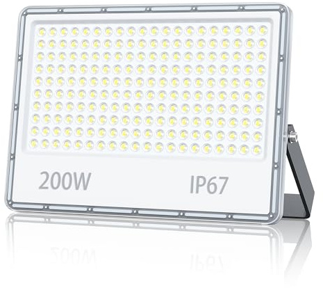 TOPAUBUB LED Fluter Strahler Außen 200W, Flutlichtstrahler LED Scheinwerfer 230V 20000LM 6500K Kaltweiß IP67 Aussenstrahler Wasserdicht für Garten/Hofbeleuchtung(1 Stücke)
