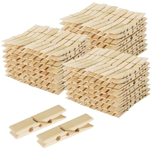 HONYUET 300 Pack Large Bamboo Clothes Pegs, 6.1 x 1.1cm Wood Clothespins Clips for Laundry, Crafts, Photos