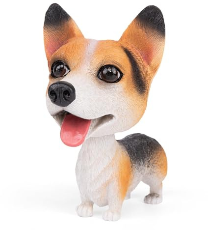 COGEEK Bobble Head Dogs Car Dash Ornament Resin Cute Shaking Head Dog Figurine Nodding Puppy Decoration for Car Interior, Home & Office Desktop (Corgi Black)
