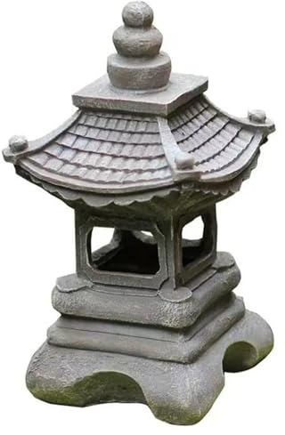 Farol solar para jardín, luz decorativa de piedra zen, iluminación de al aire libre, lámpara solar de estilo japonés con diseño de piedra antigua, luz de patio impermeable para patio de villa o
