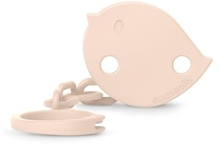 Suavinex, Nappfäste, babynapp, klämklämma med klämma, liten fågelformad platta. För spädbarn + 0 månader, lämplig för nyfödda, rosa fåglar