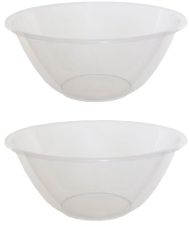 Pack of 2 Mixing Bowl 25cm - 4L Plastic Salad Fruit Bowl Easy to Clean and Hardwearing Ideal for Baking and Cooking