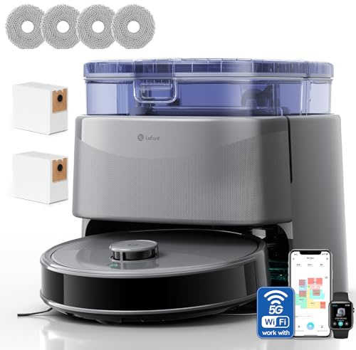 Lefant M3Ultra Robot Aspirateur Laveur, Station Auto-Nettoyage, Navigation Laser dToF 15m, Aspiration 23000Pa, Autonomie 220min, Lavage 75℃, Séchage Froid, Évitement d'obstacles PSD, WiFi 5G