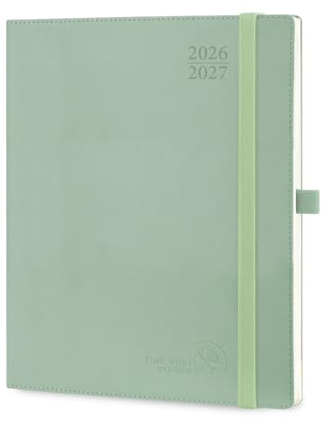 POPRUN Kalender 2026 2027 Wochenplaner, ca. A4 Softcover mit PU-Leder
