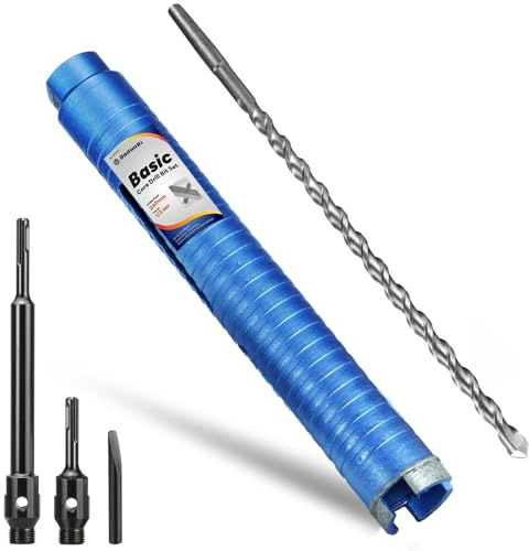DaduoRi 38mm x 240mm Long Core Drill Bit Set with 240mm,110mm SDS Plus Adaptor & Centre Pilot Bit,Diamond Core Drill Set for Brick Block Masonry Stone,1/2 BSP Thread