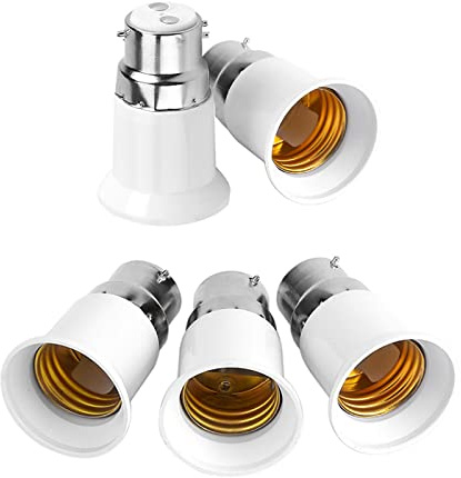 UPALDHOU Bulb Adapters, 5pcs B22 Male to E27 Female Socket Base Bulb Adapter Converter Lamp Holders