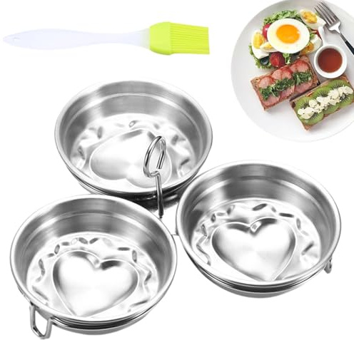 Moldes para huevos de acero inoxidable, tazas para escalfar huevos, moldes antiadherentes para huevos y panqueques, de huevos escalfados para sándwich de desayuno, molde para magdalenas