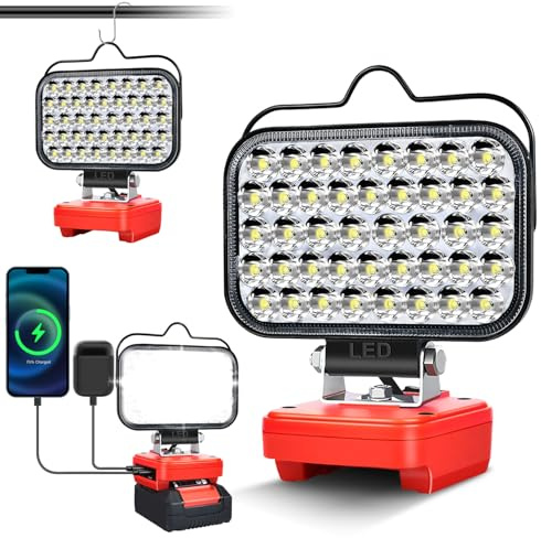 Lampe für 18V PXC Power X-Change Akku, Hell Baustrahler Taschenlampe Light Tragbare LED-Licht für Battery, Arbeitsleuchte Flutlichter Zubehör für Baustellen,Autoreparaturen, Camping(Kein Akku)