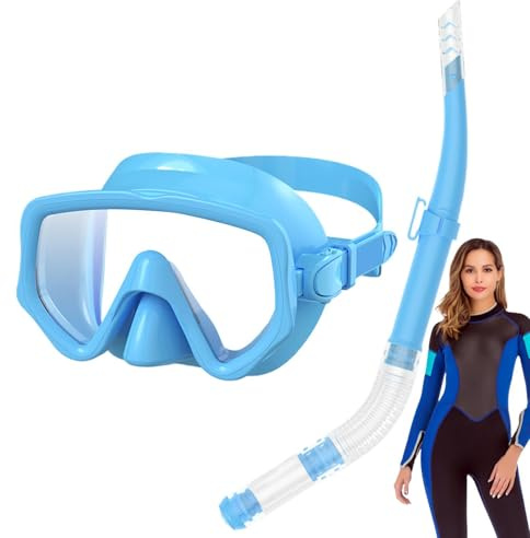 Snorkelutrustning För Vuxna - Silikon Dykning Snorkelset,Panoramiska Bredvy Silikonglasögon med Ansiktsskydd för Vattensportentusiaster och Vuxna till Strandresor och Öturism