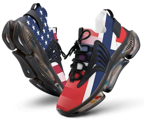 U.S. and Norwegian Flag Men's Running Shoe 11men（EUR45） | Elastic Cushioned Breathable Mesh Non Slip Support Shock Training Comfort