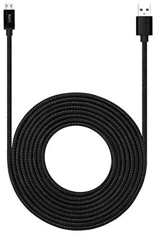 RoFI Micro USB Cable 15ft with 3A Fast Charging, Extra Long and Extremely Durable Nylon Braided Charger Cord for Galaxy S7/S6/J8/J7 Note 5,Kindle,LG,PS4,Camera,Xbox One and More (Black)