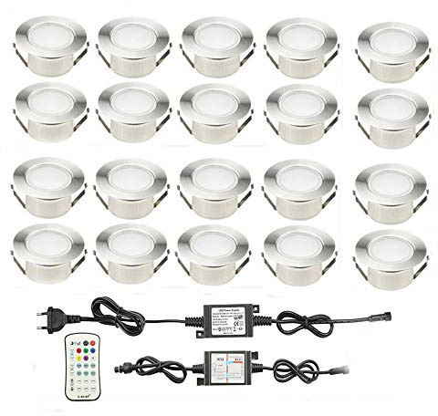 SUBOSI 20er RGBWW (4 in 1) LED Bodeneinbauleuchten Ø61mm Einbaustrahler LED DC12V Boden Licht IP67 Wasserdicht Einbauleuchten Außen Terrasse Garten Spots außenbereich