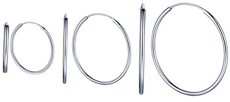 Yumilok 3 Paar Damen Ohrstecker Ohrringe Creolen Kreolen 925 silber Schmuck Set Basic Rund Kreis Ohrclips 30mm 20mm 12mm für Frauen Mädchen
