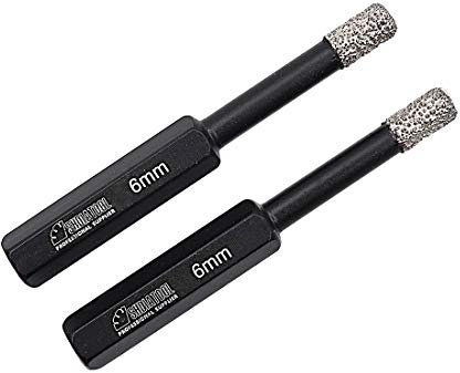 SHDIATOOL Punta per Secco Trapano Diamantata 2 Pezzi 6mm ad Attacco Esagonale per Porcellana Piastrella Ceramica Marmo