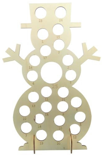Amosfun Unfinished Wooden Advent Calendar Snowman Shape Christmas Countdown Calendar Chocolate Stand for DIY Craft Painting Christmas Table Decoration