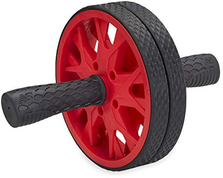 New Balance Ab Wheel - Abdominal Roller Trainer Non Skid Wheels with Sure-Grip Handles, Black/Red