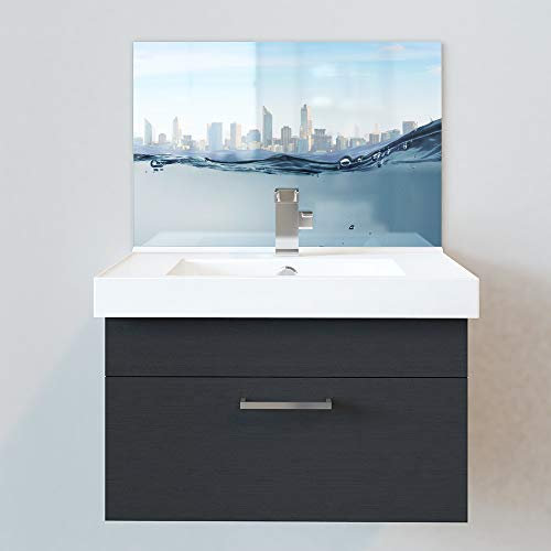 Bathroom Splashbacks - Sink Splashbacks - by Premier Range - City Skyline Water in 15cm x 15cm Acrylic Sample with Glue
