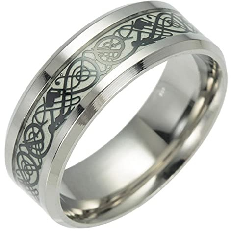 YQHWLKJ Leuchtender Ring Mann Minimalistischer Edelstahlring Glühender Ring Paar im Dunkeln Schmuck
