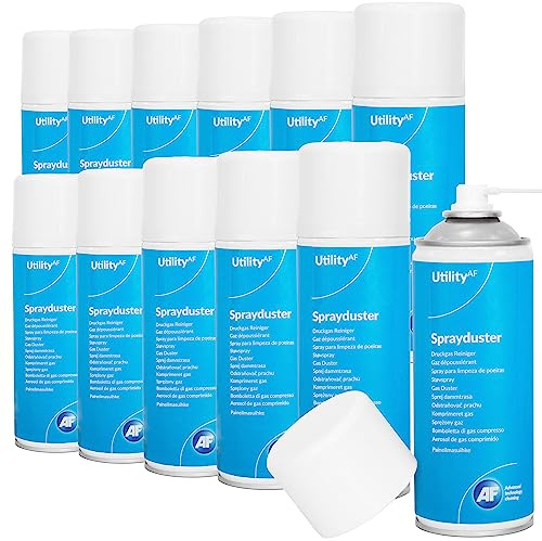 AF Air Duster / Sprayduster Compressed Air Can Blower Spray for Office PC, Laptop keyboard cleaner dust remover PS5 xbox fans (12-Pack)