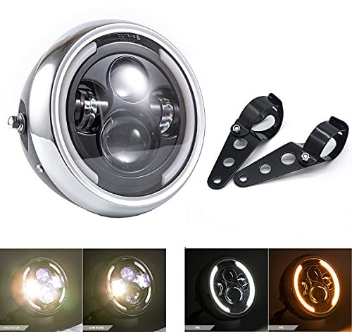 evomosa Faro per motocicletta faro da moto a led da 7,5 pollici per Cafe Racer Bobber Chopper