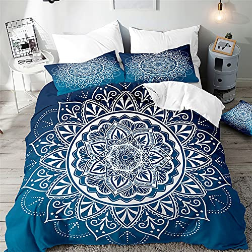 Surwin Mandala Juego de Cama 3 Piezas para Cama 90, 135 o 150cm, Microfibra 3D Juegos de Fundas para Edredón con Funda Nórdica y 2 Funda de Almohada (H,220x240cm)