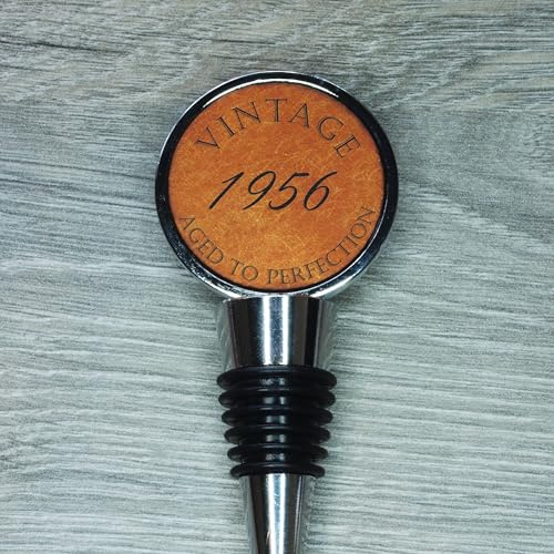 Vintage Aged to Perfection Bottle Stopper, Engraved Leather Funny Birthday Gift (70th Birthday)