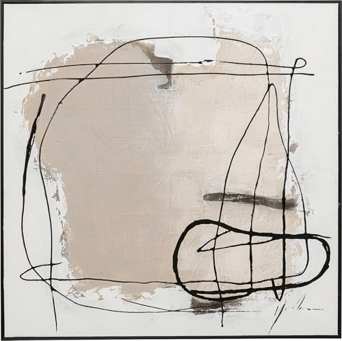 KARE Design Quadro con cornice Dust, grigio/marrone, colori naturali neutri, arte astratta, dettagli dipinti a mano, sala, studio, corridoio, 100x100 cm