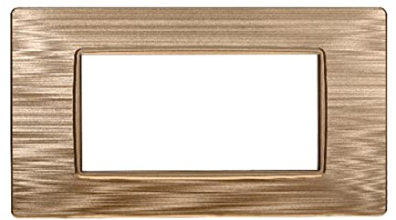 Placa compatible con Vimar Plana (4 módulos/asientos, oro satinado), Cubre Enchufes, Embellecedor Interruptor Pared