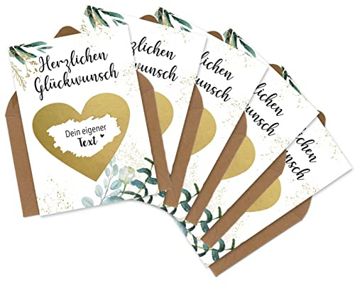 OWLBOOK® 5 Rubbelkarten zum selber beschriften - Herzlichen Glückwunsch - Rubbellos für eigenen Text Geschenke Geschenkideen für Frauen zum Geburtstag