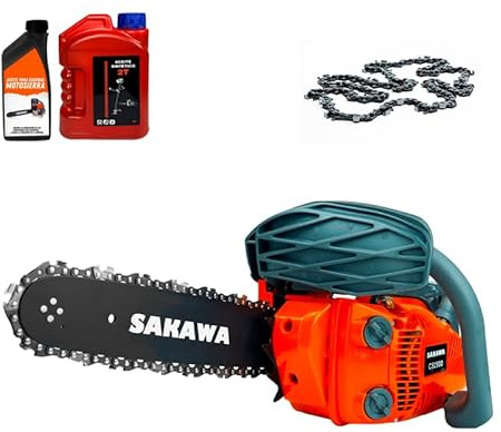 Motosierra de Gasolina Espada 12 + Aceite Engrase + Aceite 1L + Cadenas