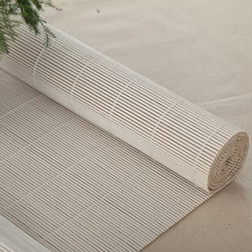 zhijiaqian456 Weiß Bambusrollo Sonnenschutz Sichtschutz Rollo Seitenzugrollo Raffrollos, Natur Holzrollos,für Fenster und Türen,Anpassbar (70 x 130 cm)