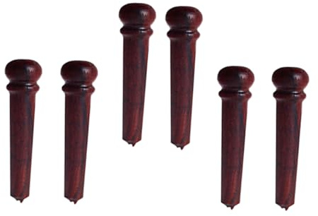Toyvian 6pcs Redwood Bridge Pins for Acoustic Guitar, Folk Guitar String Pegs Set with Sturdy Wood Material, Suitable for Musical Instrument Bridge Replacement and Repair