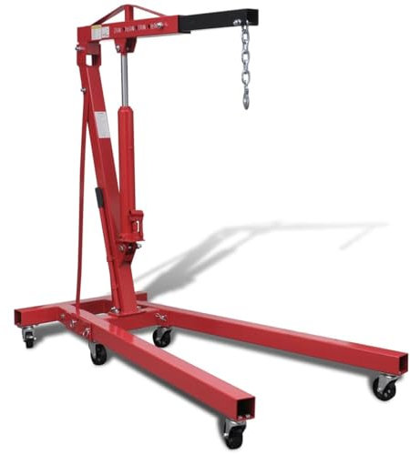 Gecheer Gru da officina 2 tonnellate, pieghevole, 88,2 kg, con 6 ruote girevoli, gru 2000 kg, altezza regolabile, meccanismo di sollevamento idraulico