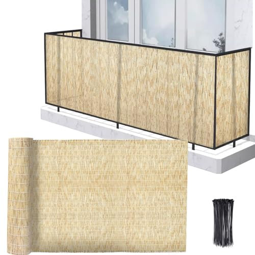 Schilfmatten Sichtschutz 80x600cm 100x800cm 150x1000cm Schilfrohr-Zaun Natursache Sichtschutzzaun Windschutz Sonnenschutz Winterschutz Windschutz Schilf Für Balkon Garten Zäune Dekorativ ( Color : Pri