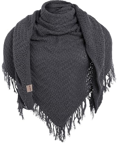 KNIT FACTORY - Dreiecksschal Amber - Damen Strickschal mit Wolle - Umschlagtuch für den Herbst und Winter - Winterschal - Dreieckstuch - Hochwertige Qualität - XXL Schal - 190x85 cm