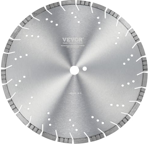 VEVOR Disque à Tronçonner Diamanté 400 mm, Disque Diamant Humide ou Sèche, Lame de Scie à Béton avec Dents Inclinées de 12 mm, Diamètre du Trou Central Universel 25,4 mm, pour Béton, Carrelage, Brique