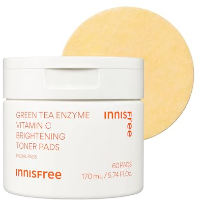 INNISFREE Green Tea Enzym Vitamin C Aufhellende Toner-Pads, Peeling-Pads, koreanische Gesichtspads für sichtbare Aufhellung, Reduzierung dunkler Flecken, 170 ml