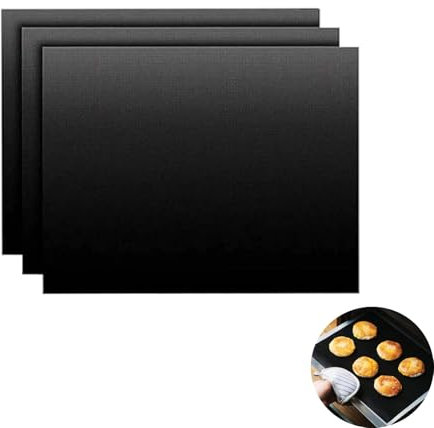 Yeenano Tappetino per Forno Teflon,3 PCS Tappetino Barbecue Resistente al Calore Antiaderente,Riutilizzabili,Protezioni per Forno Resistenti per il Fondo,Tappetino da Forno Lavabile,40x33cm