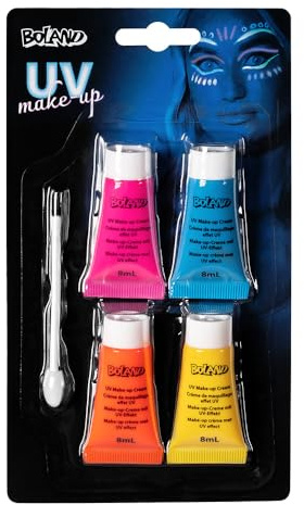 Boland - Schminkset für Halloween, leuchtendes UV Make-Up und Zubehör, Schminke für Fasching und Mottoparty