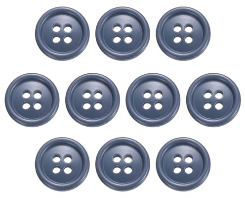 QUARKZMAN 10 Stück Bunte Knöpfe, 15mm 4 Löcher Harzknöpfe zum Annähen, Bastelknöpfe Runde Ersatzknöpfe Buttons für Nähen Mantel Hemden Kleidung DIY Handwerk Dekoration, Segeln Blau