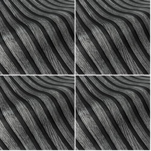 WALLCOVER Papier peint aspect bois, noir, gris, panneaux acoustiques, effet 3D, panneaux scandinave, aspect naturel, moderne, 10,05 x 0,53 m, fabriqué en Allemagne (Lot de 4)