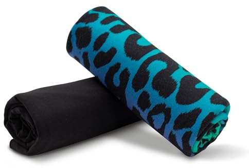 VmG-Store French Terry Stoffpaket Design + Uni Set je 0,5x1,45m Sweatstoff Design Sommersweat zum Nähen Kinderstoff Babystoff für Kinder Jungen Mädchen Kleidung (Set01 Leoprint Digital Green)