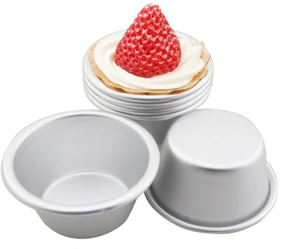 CXMTECH 6 moldes redondos de aluminio para tartas de 33 x 50 x 25 mm, moldes individuales grandes para derretir magdalenas/chocolate, adecuados para hornear