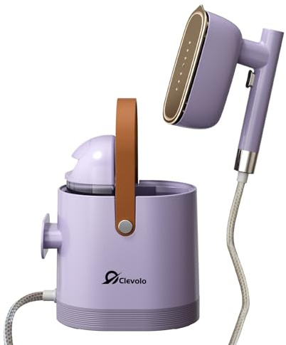 Clevolo Fer à Repasser Double Usage (Vertical/Plan) Vapeur Centrale 1500w Arrêt Automatique 45g/min Coup de Vapeur et Repassage à Sec/Défroisseurs vapeur verticaux Réservoir de 1,5L Crème/Lilas