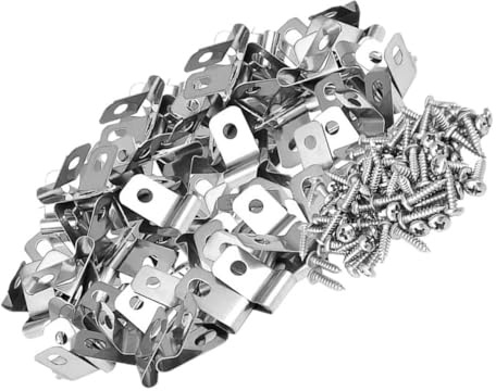 DIYEAH 100 Ensembles Clips de Fixation Aluminium pour Grillage Rigide Pinces de Serrage pour Clôture Élevage Bétail Mouton Installation Rapide Vis Lot