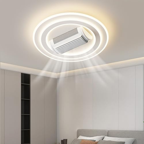 BAOJUHUIKANG Plafonnier Ventilateur LED Invisible sans pales, lumière Ronde à Trois Couleurs, pour Salon, Chambre à Coucher, Lampes intérieures pour Enfants, réglage à 6 Vitesses