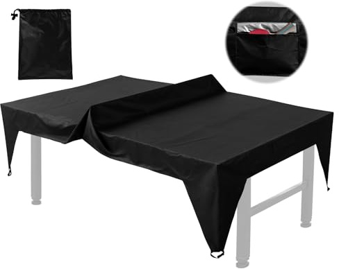 Deuson bordtennisskydd, bordtennisbordsskydd, bordsöverdrag utomhus väderbeständig, 210D Oxford presenning bordtennisbord med förvaringspåse, 280 x 153 x 73 cm (svart)