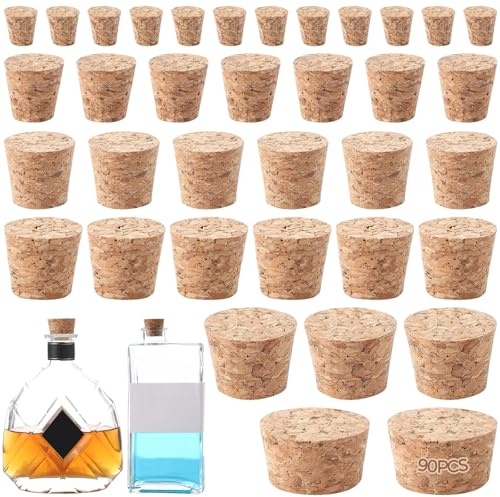 yeeplant 90 Stück Flaschenkorken, sortiert, 6 Größen, synthetische Weichholz-Korken, 0,9–3,6 cm Korken für Wein, Bier, Heimbrauen, Basteln, Ersatzkorken
